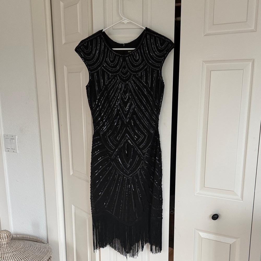 Chic Black Beaded Midi Dress